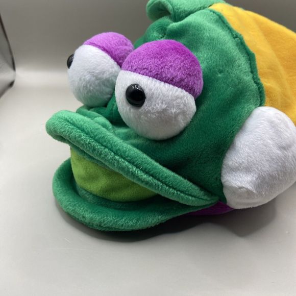 Fiesta Bean Bag Plush Toy ~  "GUS" 17 inch Big Eye Fish ~ Green Purple Yellow - Picture 3 of 9